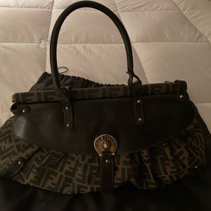Fendi Tobacco Zucca Canvas and Leather Large Magic Bag